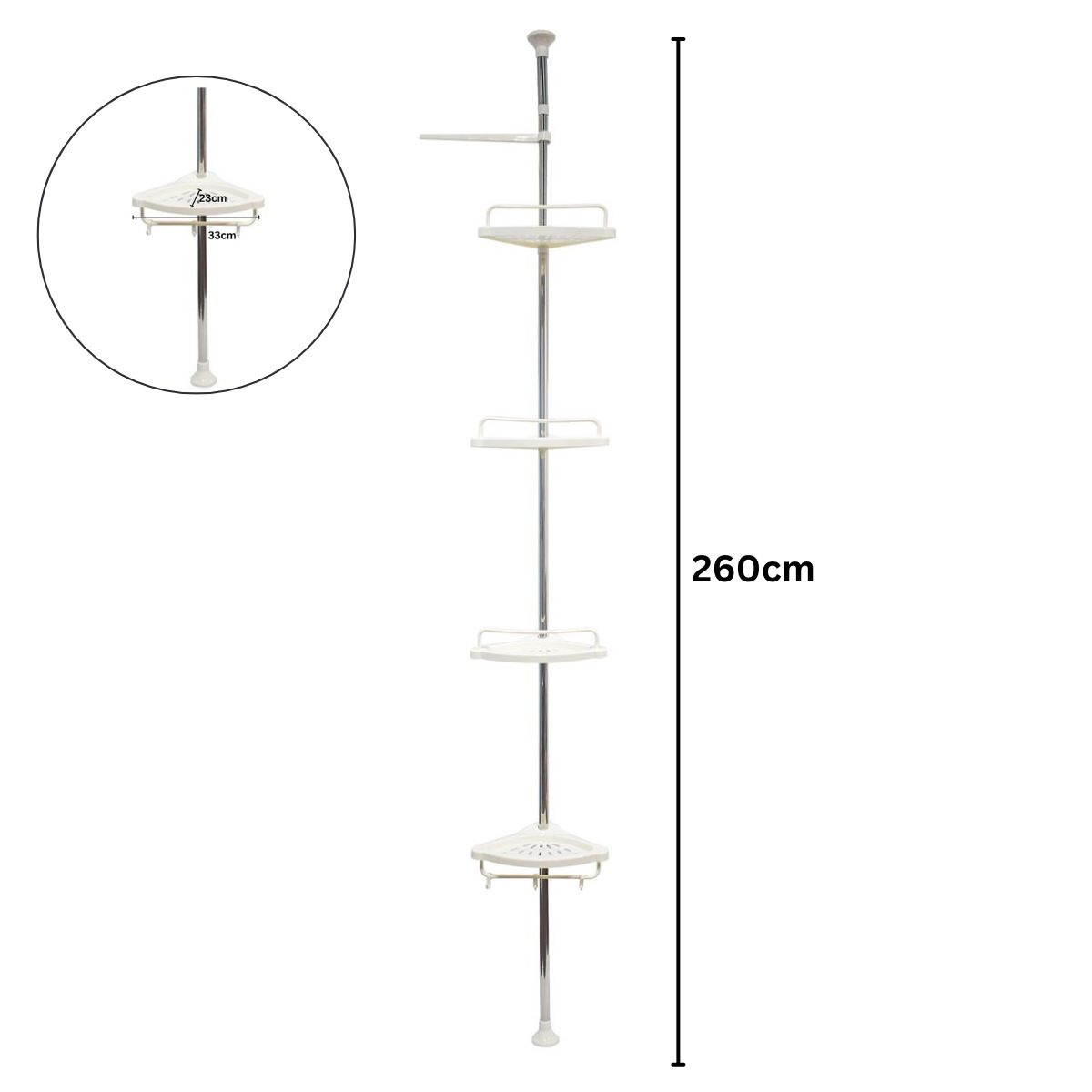 Raft de Baie cu 4 Polite, 260 cm - 5