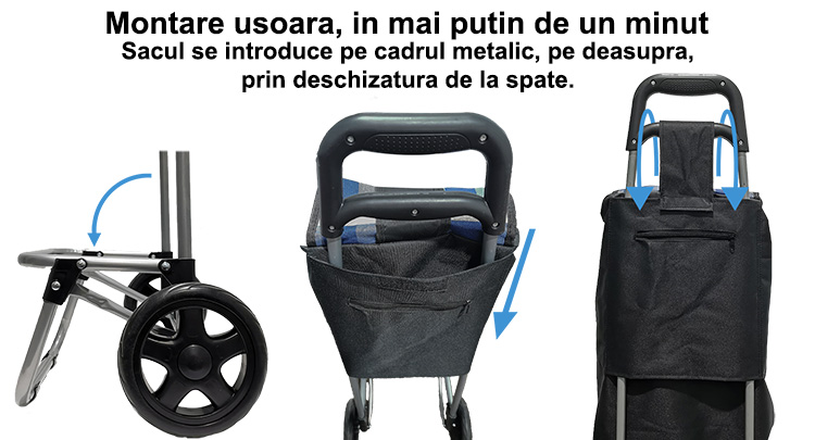 Carucior de Piata Pliabil, 37 L, 2 Roti - 12