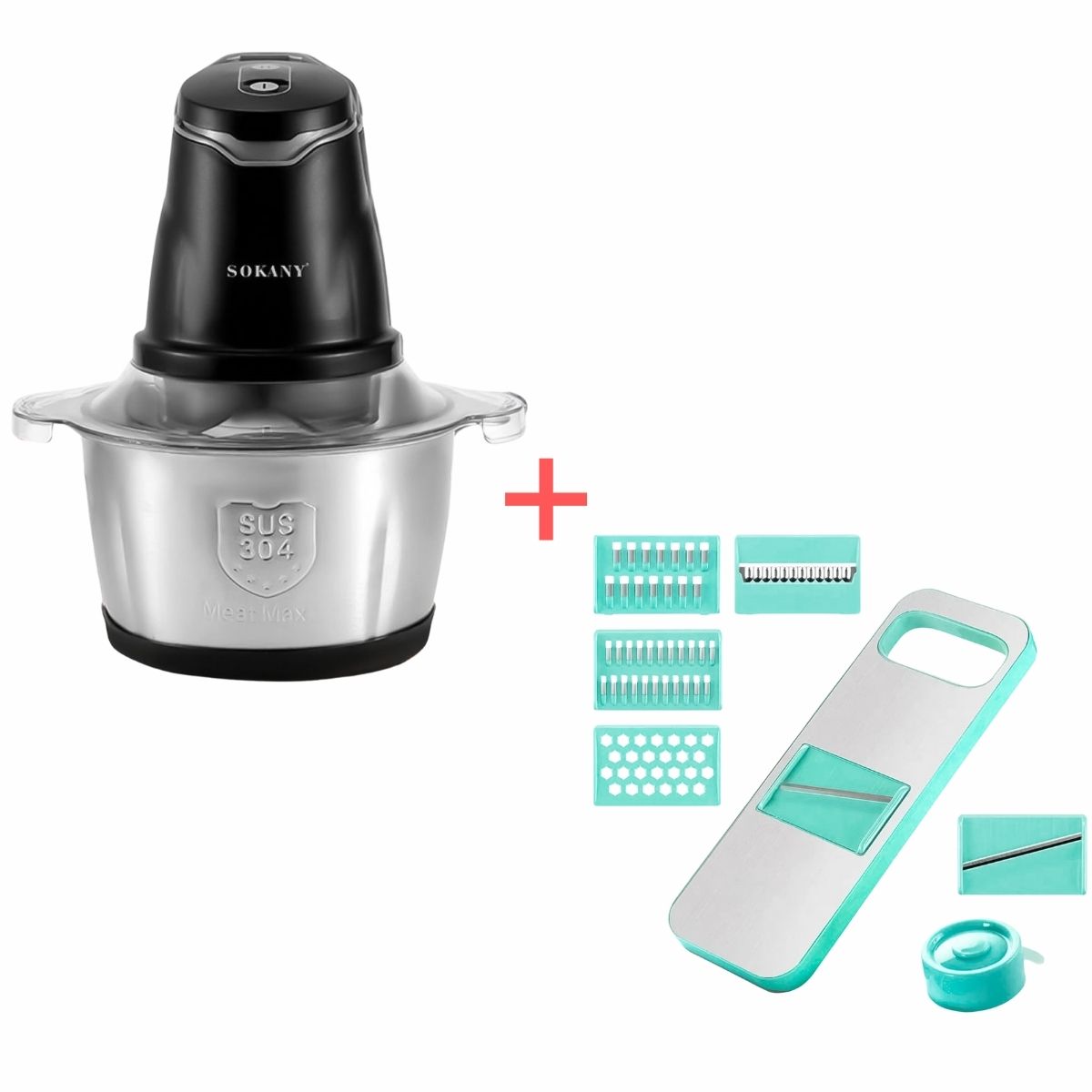 Pachet Tocator Electric Sokany 400 W + Razatoare cu 5 Lame