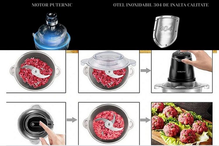 Pachet Tocator Electric Sokany 400 W + Razatoare cu 5 Lame - 13