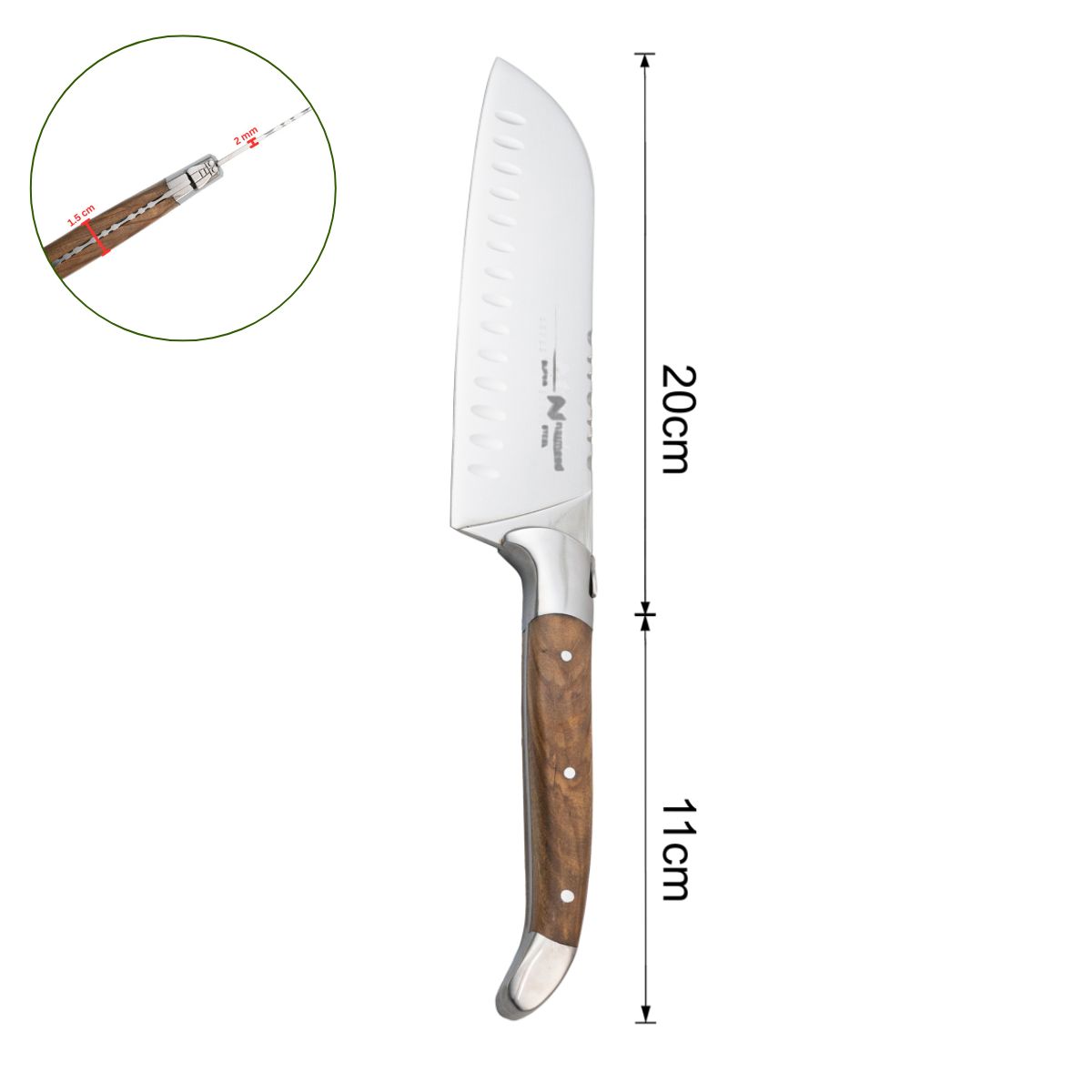 Cutit Santoku 31 cm cu Alveole - 5