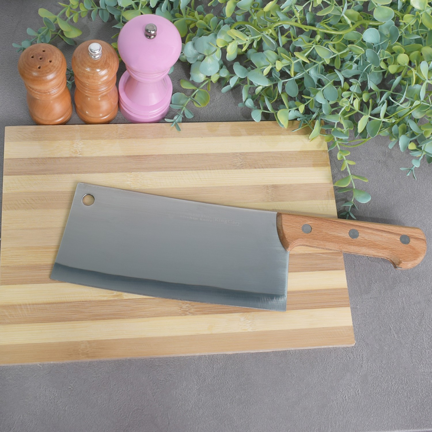 Pachet Satar cu Maner de Lemn 9" + Cutit Universal 20 cm - 2