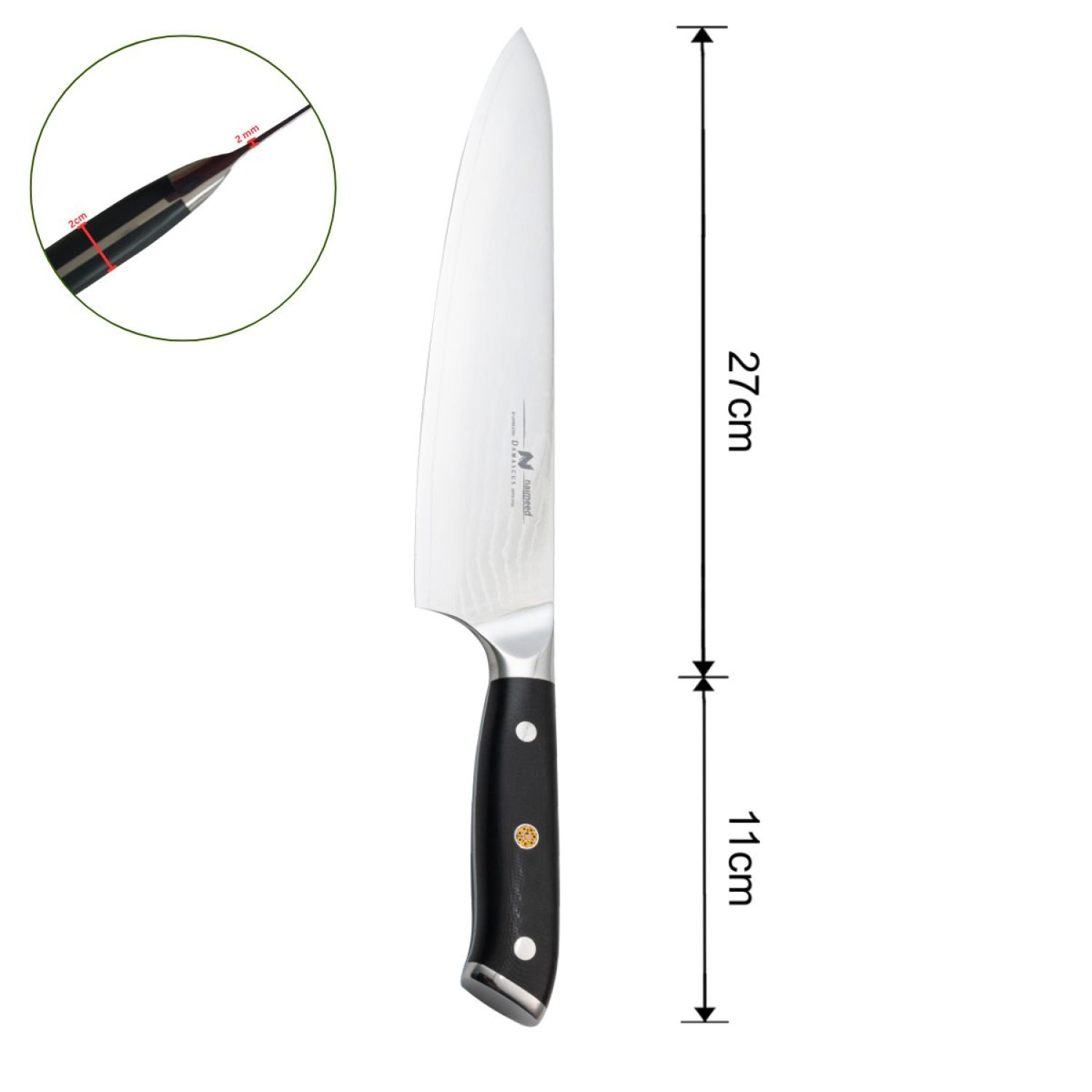 Cutit de Bucatar XL din Otel Damascus, 38 cm - 6